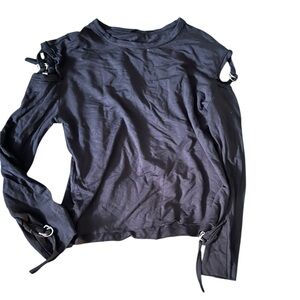 Black Sleeveless Top with Buckle Details